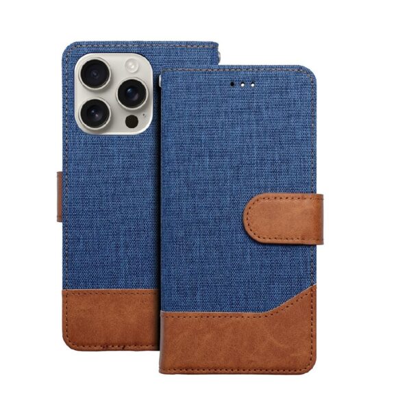 ΘΗΚΗ ΒΙΒΛΙΟ JEANS ΓΙΑ IPHONE 16 - ΜΠΛΕ