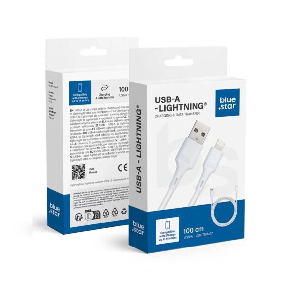 ΚΑΛΩΔΙΟ BLUESTAR USB-A ΣΕ LIGHTNING 2,4A DC-001AL2.4 (1m) - ΛΕΥΚΟ