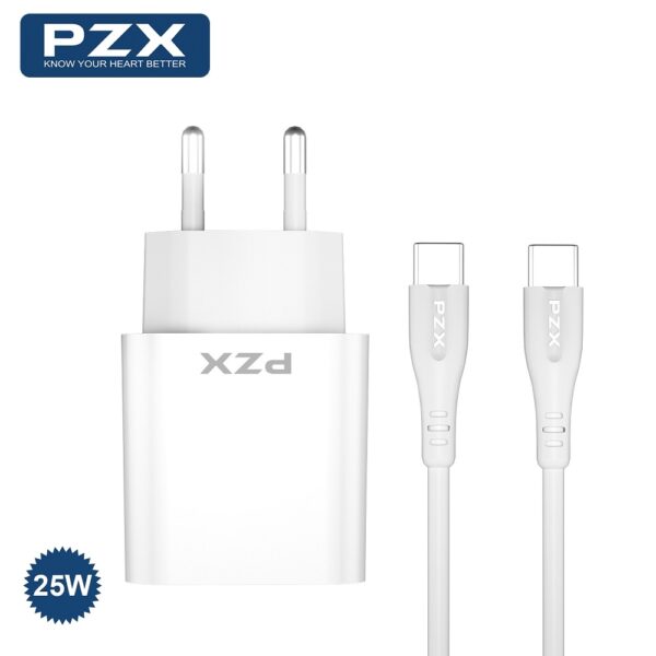 PZX P51 ΑΝΤΑΠΤΟΡΑΣ USB-C PD 25W ΚΑΙ ΚΑΛΩΔΙΟ USB-C & USB-C - ΑΣΠΡΟ
