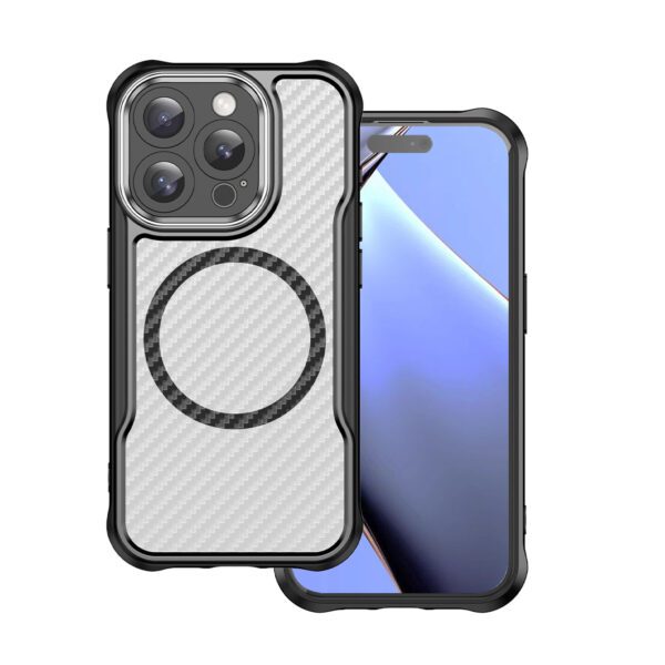 ΘΗΚΗ ΣΙΛΙΚΟΝΗΣ DEFENDER CARBON MAG ΓΙΑ IPHONE 16 PRO MAX -ΜΑΥΡΗ