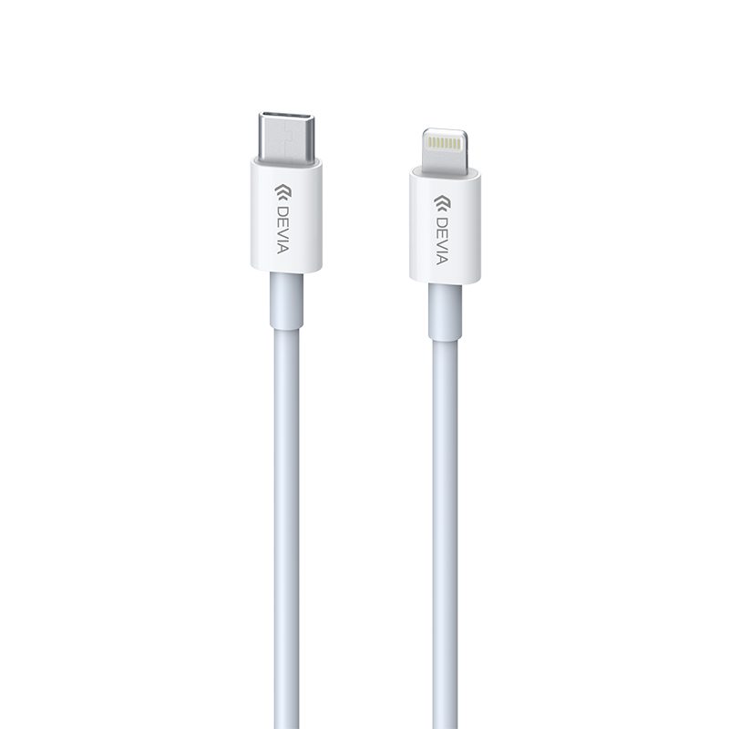 DEVIA_C_LIGHTNING_20W_WHITE_1 ΚΑΛΩΔΙΟ USB C ΣΕ LIGHTNING DEVIA SMART PD 3A 1m EC146 20W - ΑΣΠΡΟ - Image 1