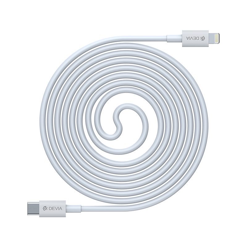 DEVIA_C_LIGHTNING_20W_WHITE_2 ΚΑΛΩΔΙΟ USB C ΣΕ LIGHTNING DEVIA SMART PD 3A 1m EC146 20W - ΑΣΠΡΟ - Image 2