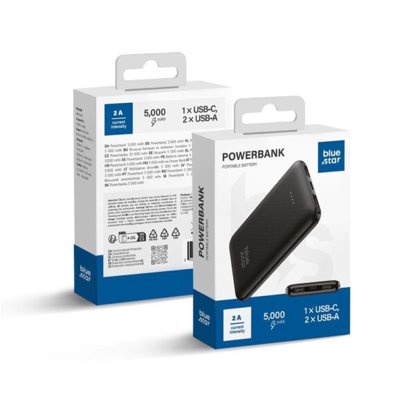 POWERBANK BLUE STAR W0539 2A 5000mAh - ΜΑΥΡΟ