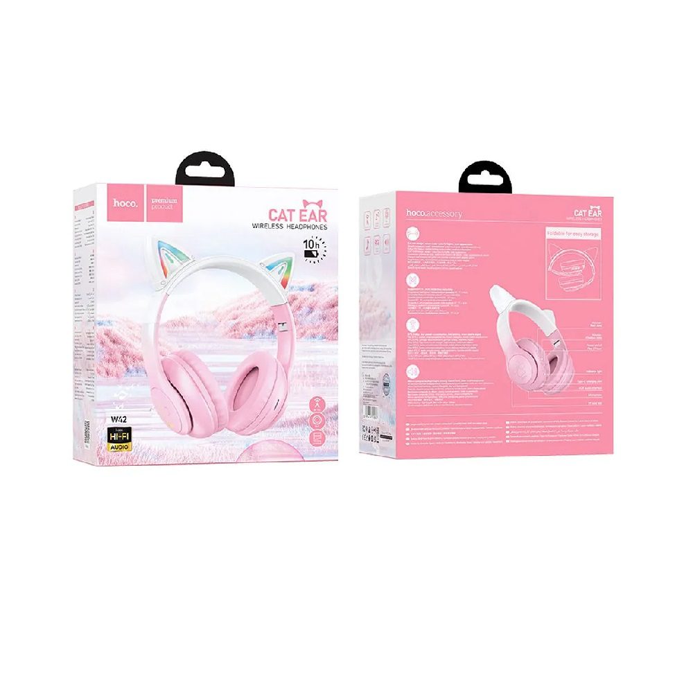 HOCO_W42_PINK_2 WIRELESS HEADPHONES HOCO W42 CAT EAR - ΡΟΖ - Image 2