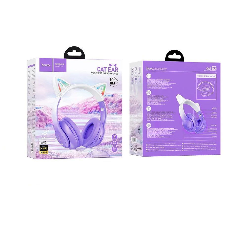 HOCO_W42_PURPLE_2 WIRELESS HEADPHONES HOCO W42 CAT EAR - ΛΙΛΑ - Image 2