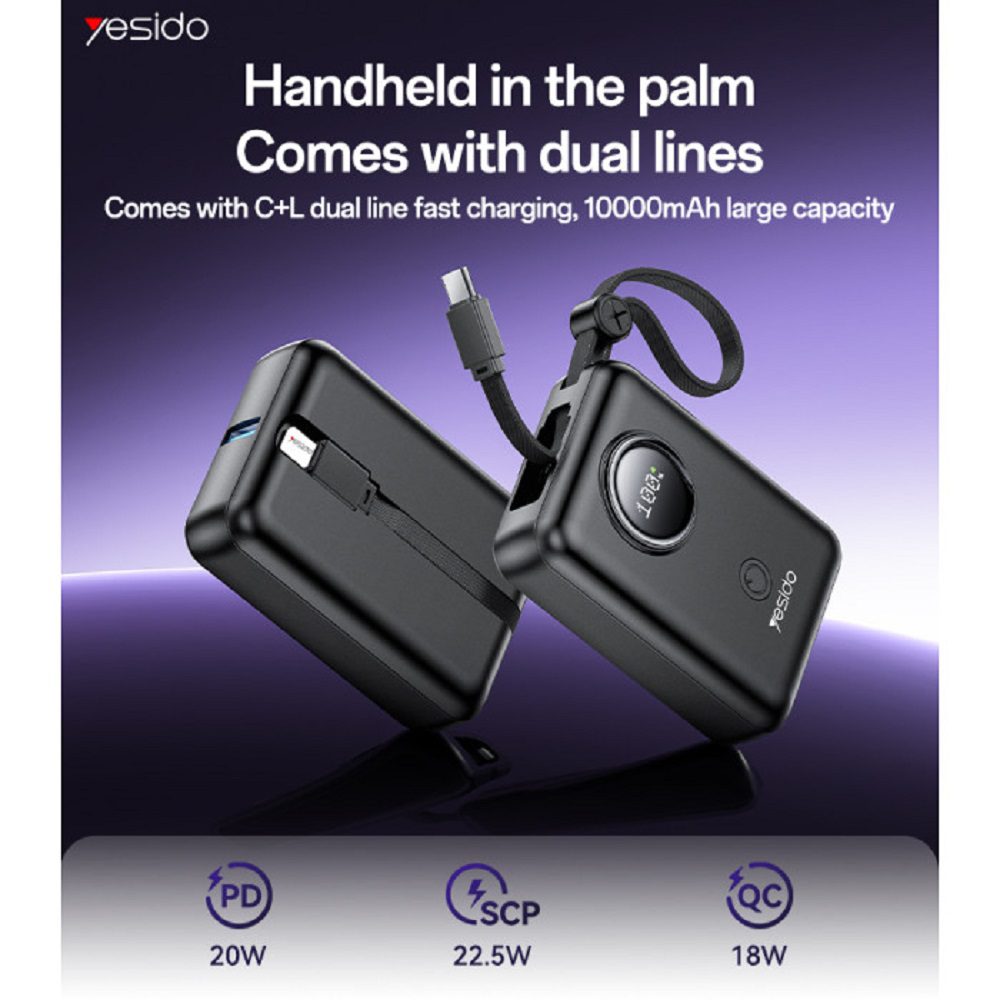 YESIDO_YP64_3 POWERBANK YESIDO 10000mAh 22.5W FAST CHARGING YP64 - ΜΑΥΡΟ - Image 3