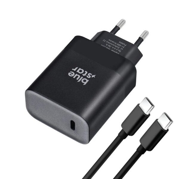 BLUE STAR TFB-TC ΦΟΡΤΙΣΤΗΣ USB-C & ΚΑΛΩΔΙΟ USB-C PD/QC 4.0 -ΜΑΥΡΟ