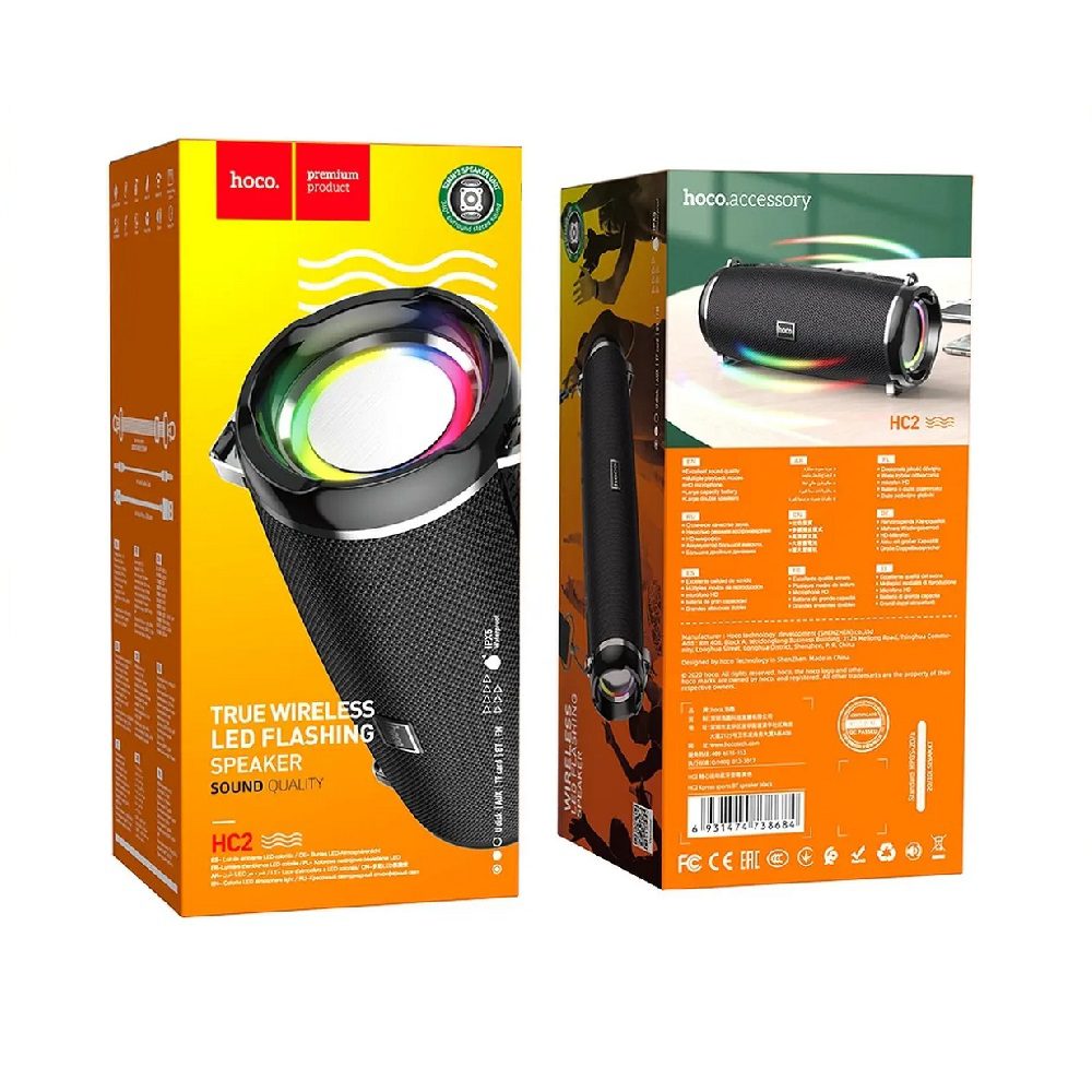 HOCO_HC2_BLACK_4 HOCO HC2 ΗΧΕΙΟ BLUETOOTH LED 2 X 5W 6H - ΜΑΥΡΟ - Image 4