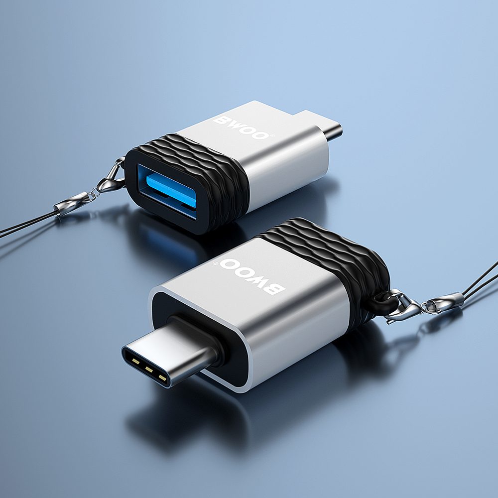 BWOO_OTG_3 ΑΝΤΑΠΤΟΡΑΣ BWOO (OTG) ΒΖ-35 TYPE C σε USB ΥΠΟΔΟΧΗ - ΓΚΡΙ - Image 1